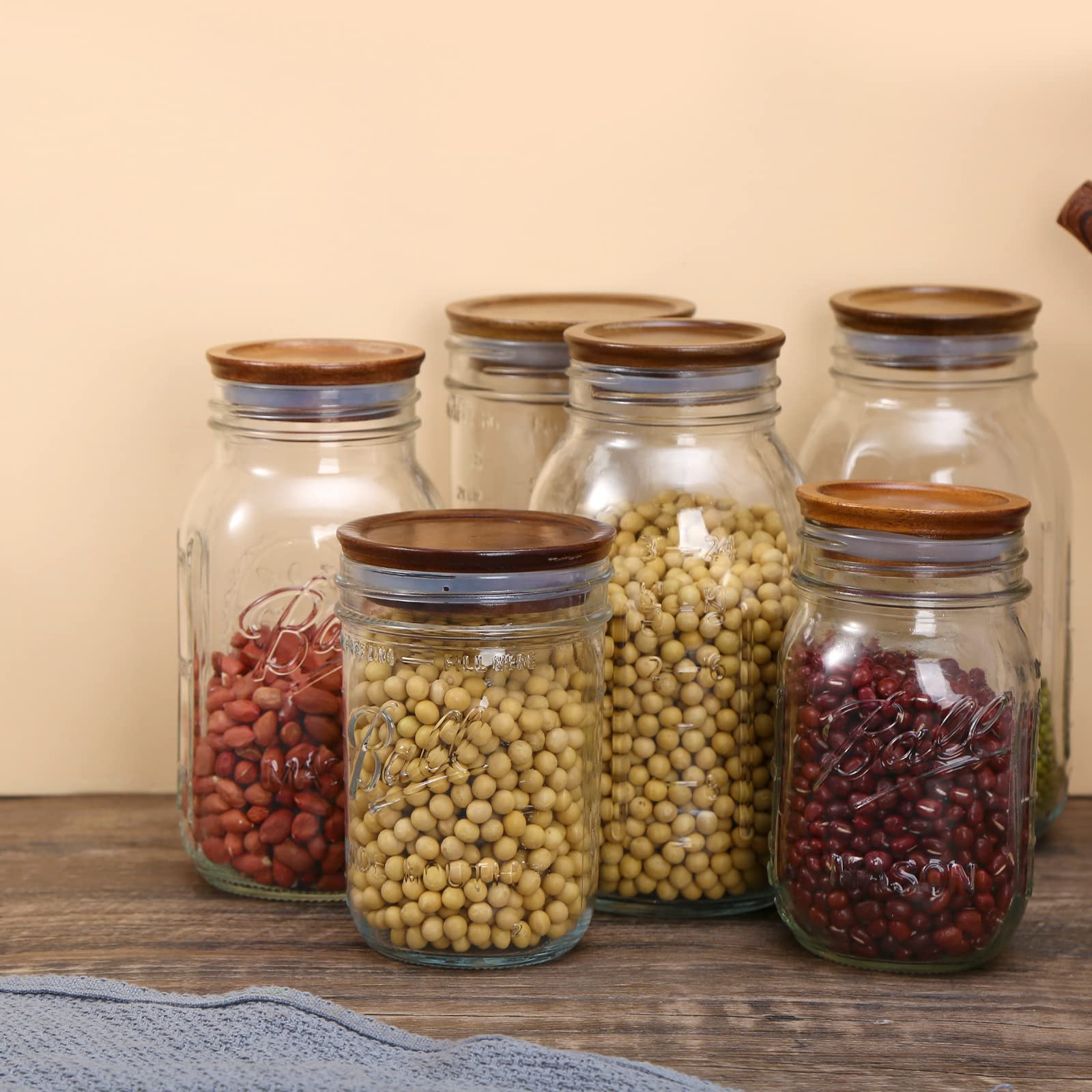 DingCo brown acacia lid complements vintage jars elegantly