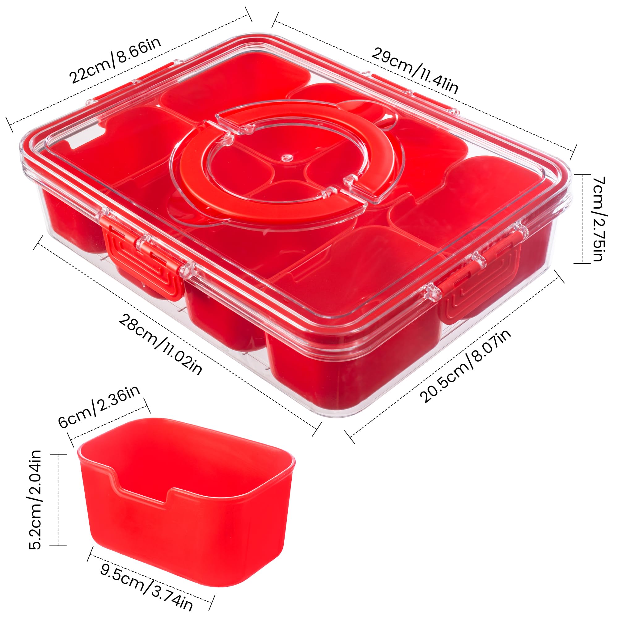 Dingerjar eight removable compartments keeping fruits and nuts neatly separated