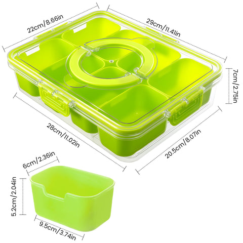 Dingerjar 8 removable compartments keep snacks neatly organized and visible.
