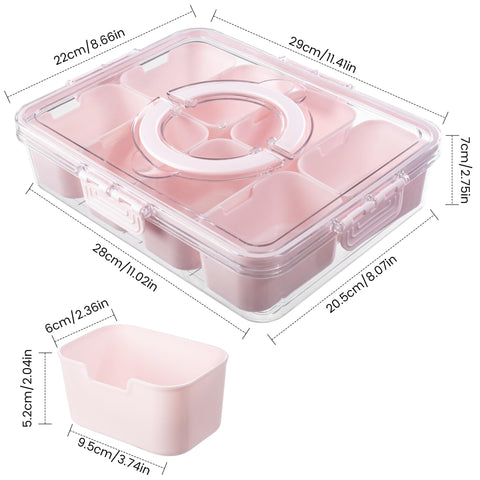 Dingerjar 8 removable compartments keep nuts, fruit, and candy neatly separated.
