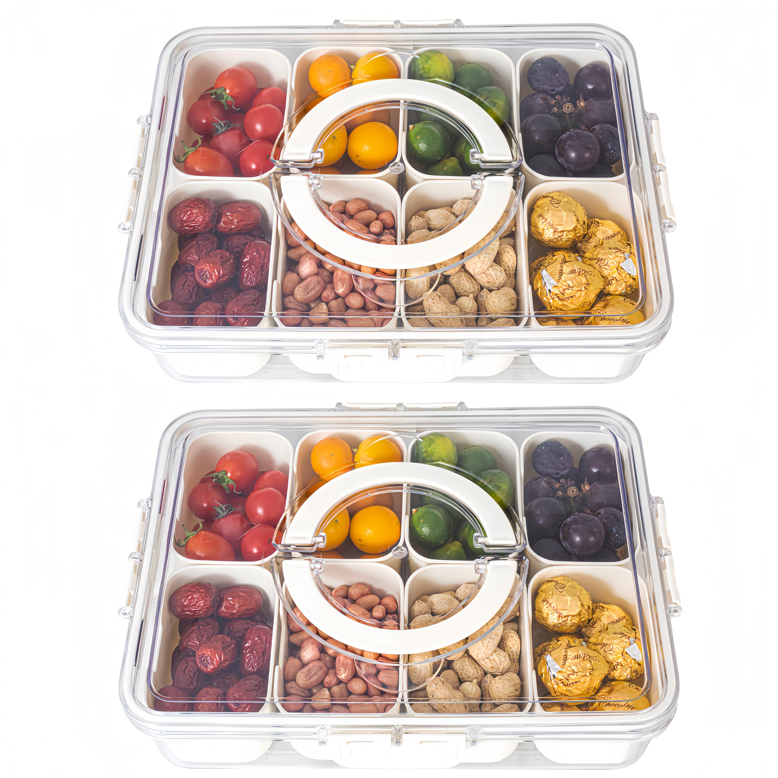 Dingerjar divided tray with lid and handle for organized snacks on the go.