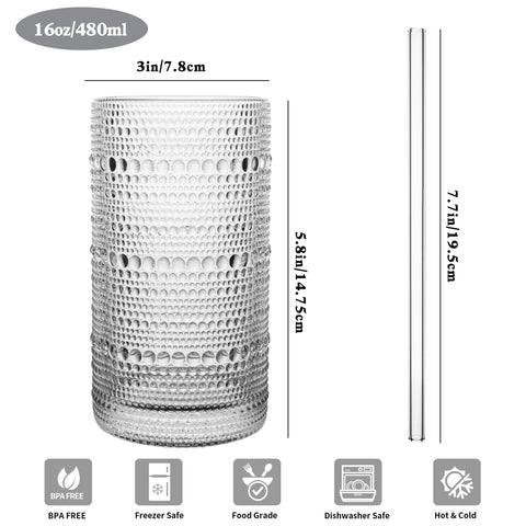 Dingerjar glass straws included for eco-friendly sipping.