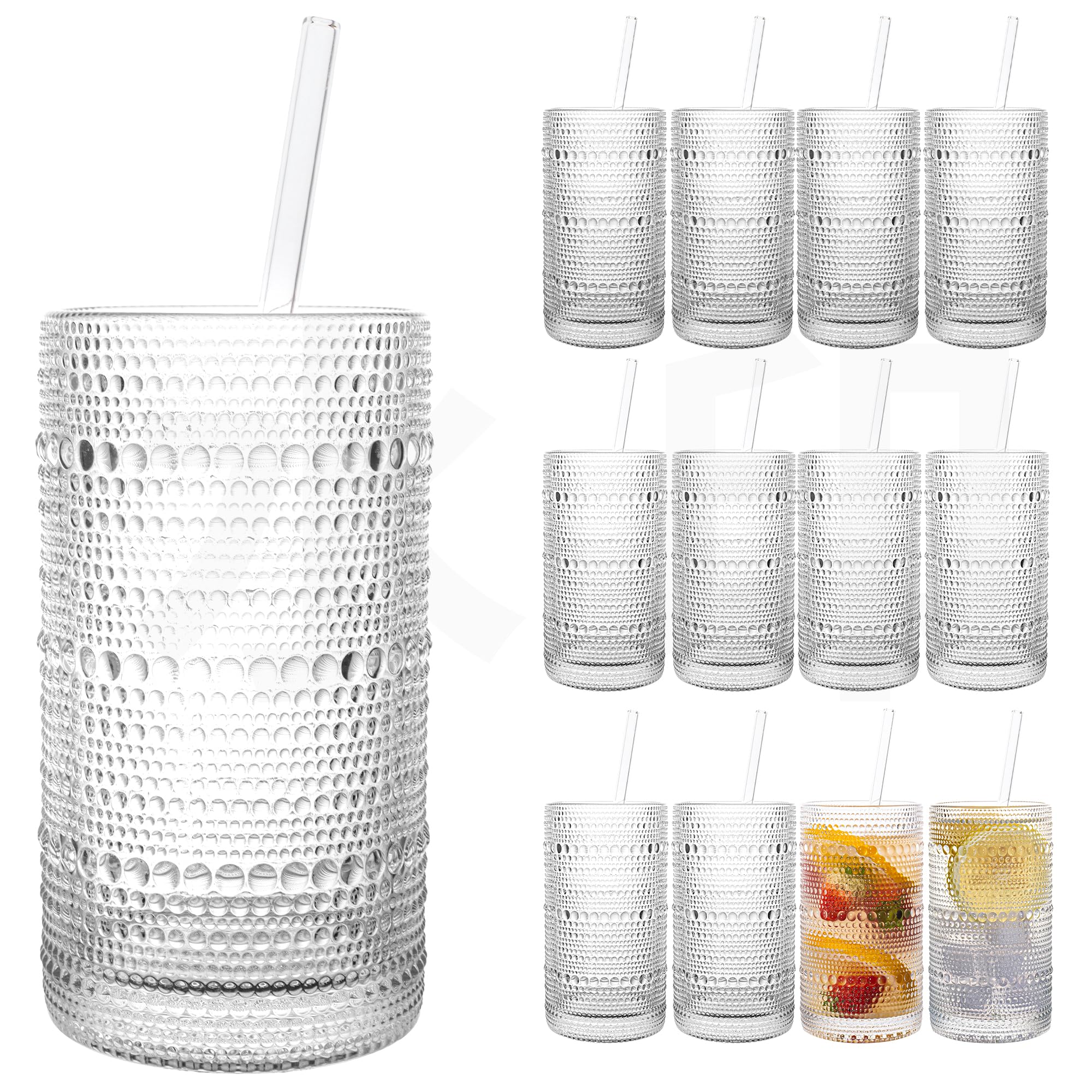 Dingerjar hobnail glasses 12pc set ready for entertaining water or juice.