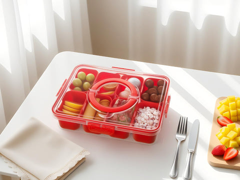 Dingerjar party-ready tray stores candies and nuts neatly