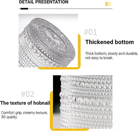 Dingerjar embossed glasses with secure grip and textured elegance on the table