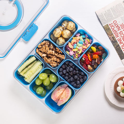 Dingerjar Snackle Box portable handle design enables easy transport to gatherings.