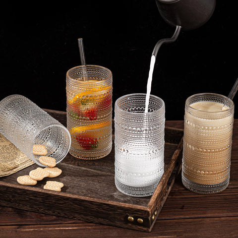 Dingerjar table setup with hobnail glasses for everyday dining.