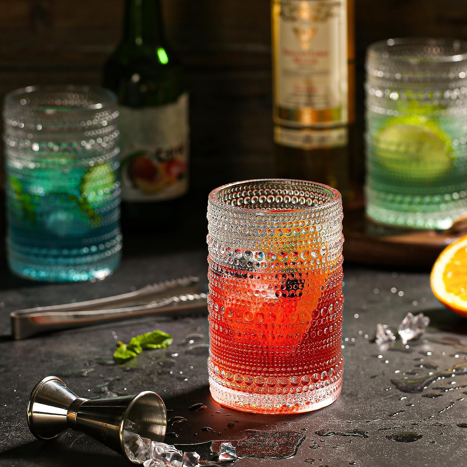 Dingerjar vintage-style bar glasses perfect for cocktails and beer