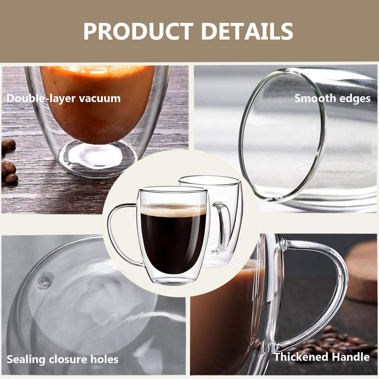 DINGPAI clear mug shows coffee art through glass for a premium feel