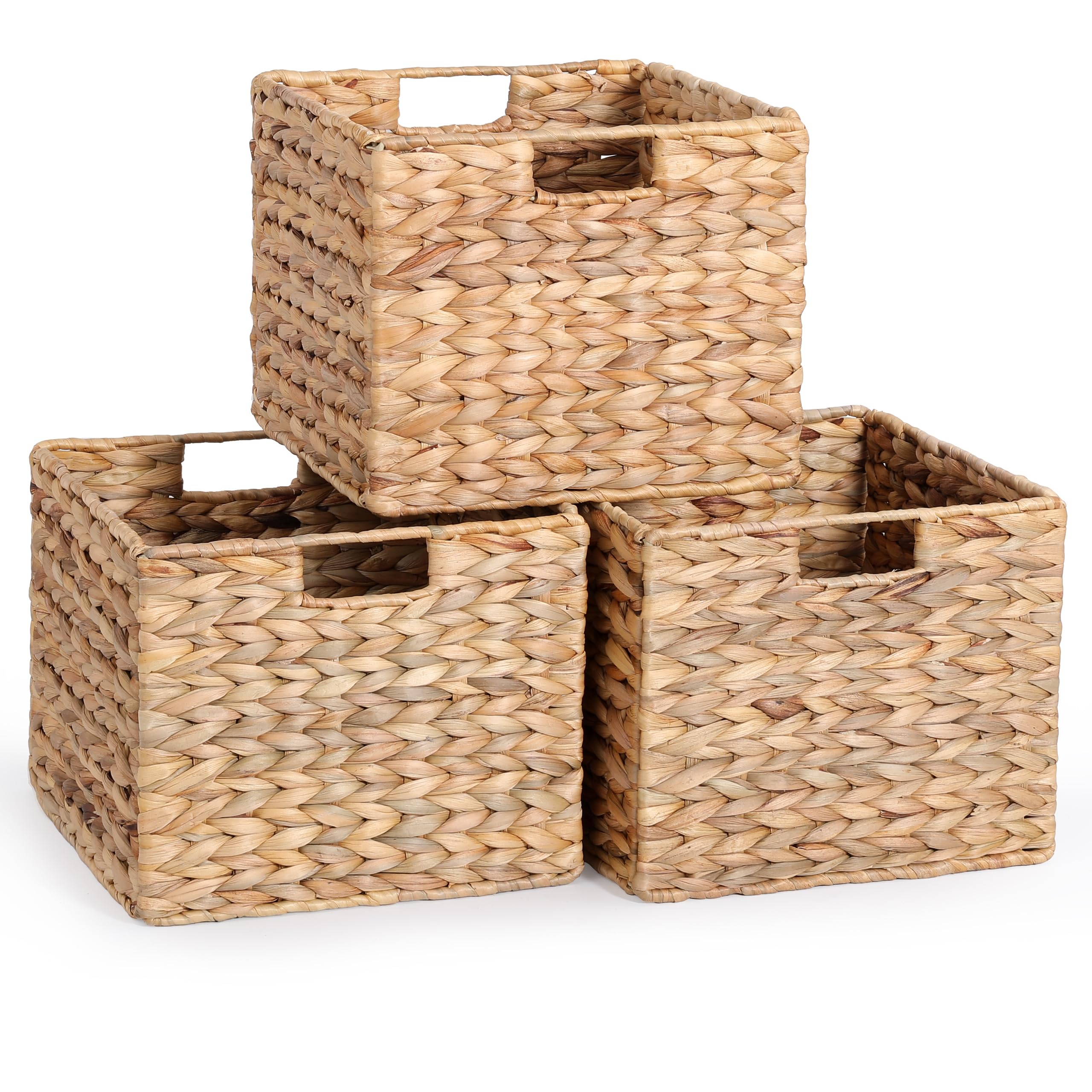 DINGTAI water-hyacinth basket on shelf for easy pantry organization.