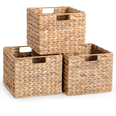 DINGTAI water-hyacinth basket on shelf for easy pantry organization.
