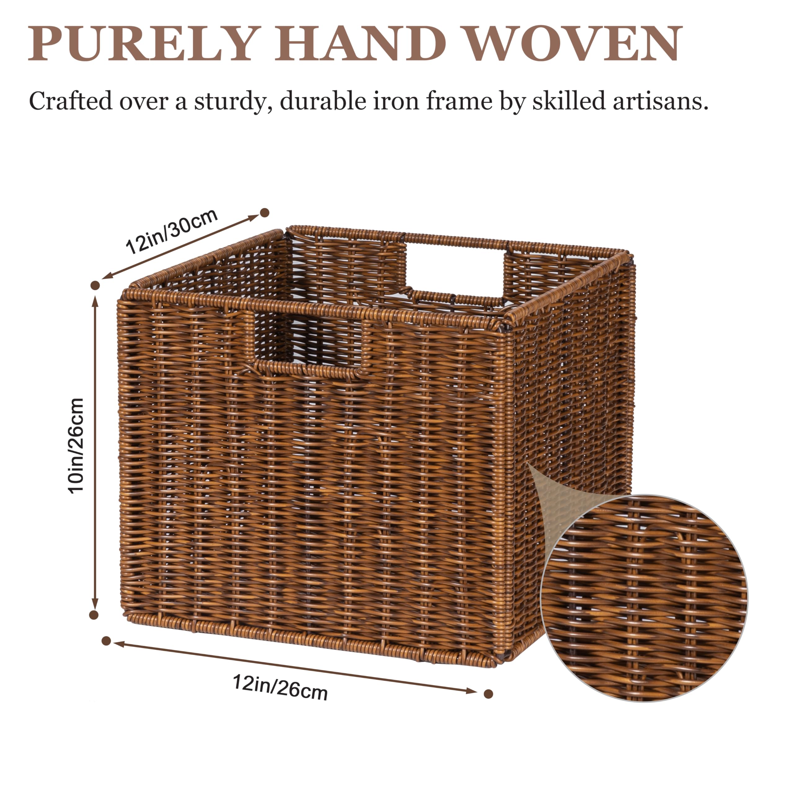 DINGTAI wicker storage basket folded flat demonstrates space-saving storage