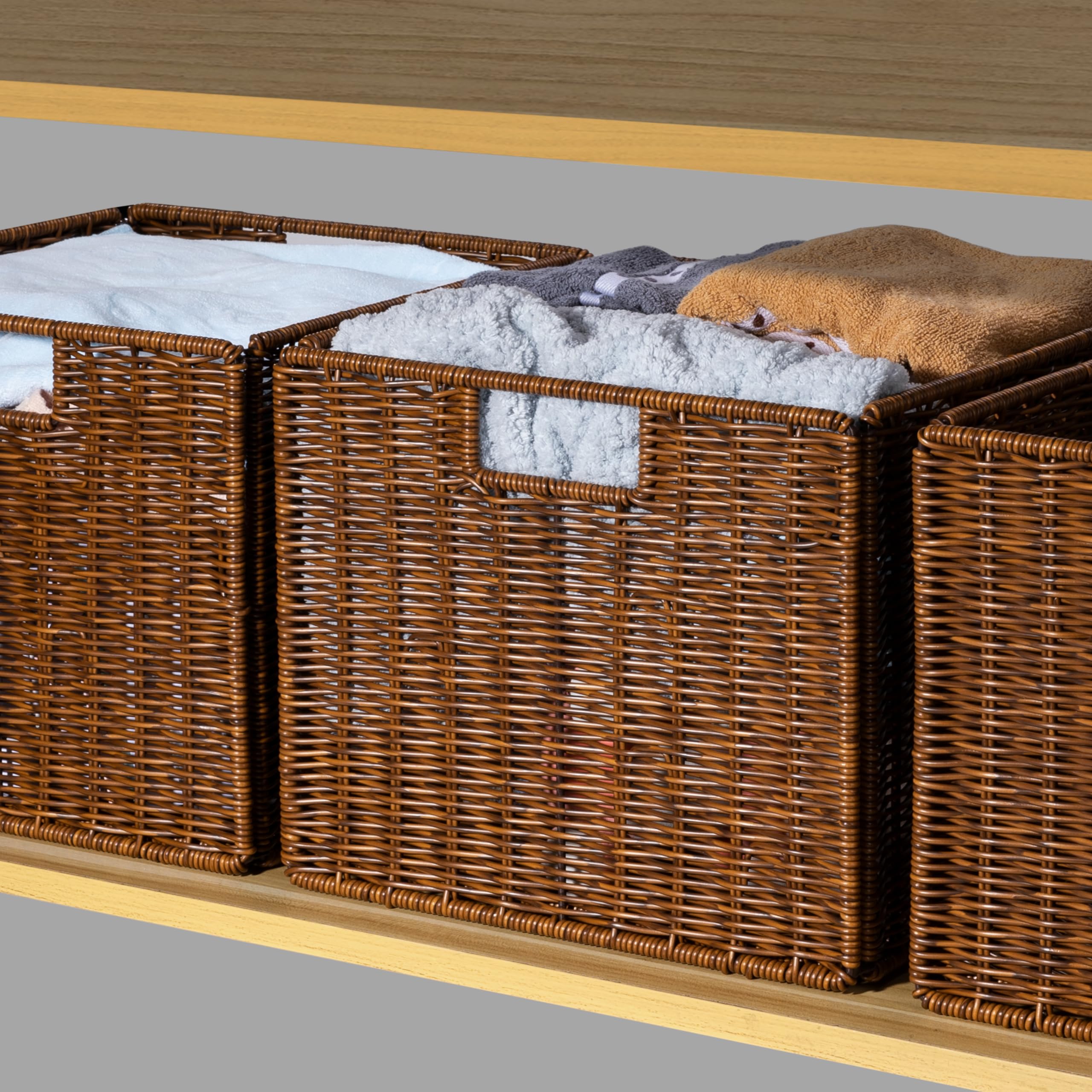DINGTAI wicker storage basket for kitchen organization holds small items neatly