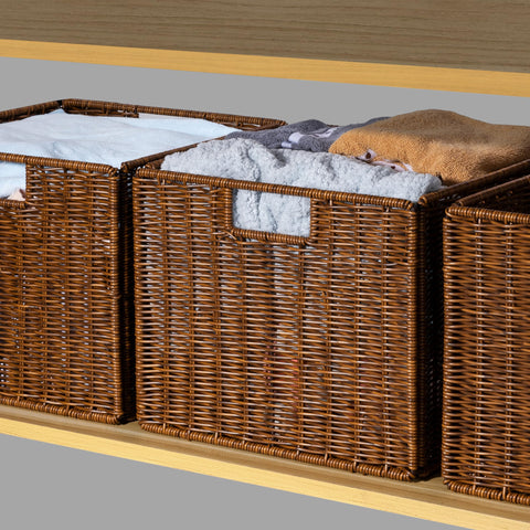 DINGTAI wicker storage basket for kitchen organization holds small items neatly