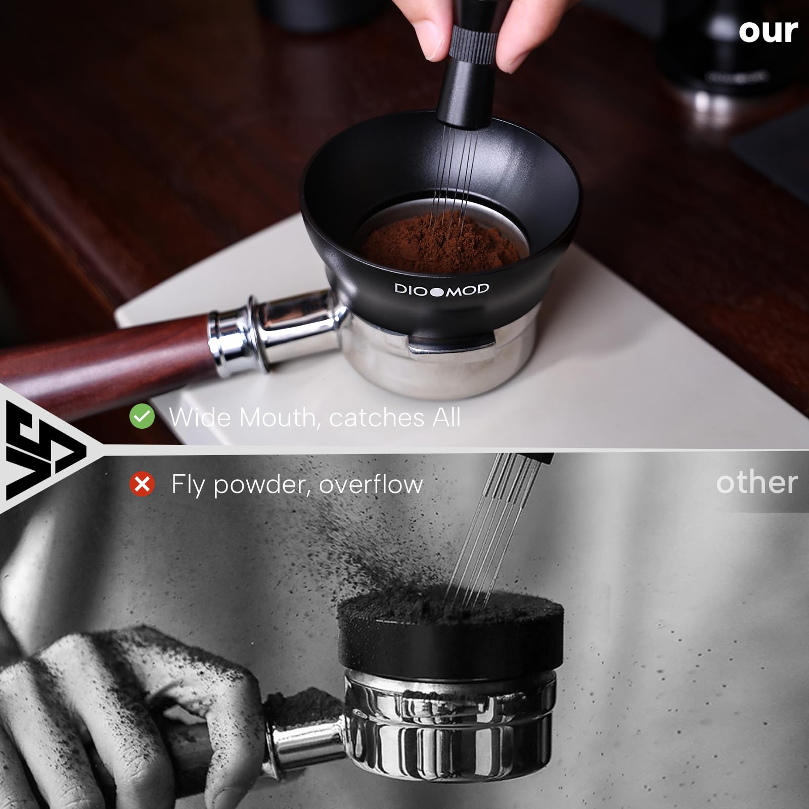 Dioomod anti-spill design channels grounds neatly into the bowl