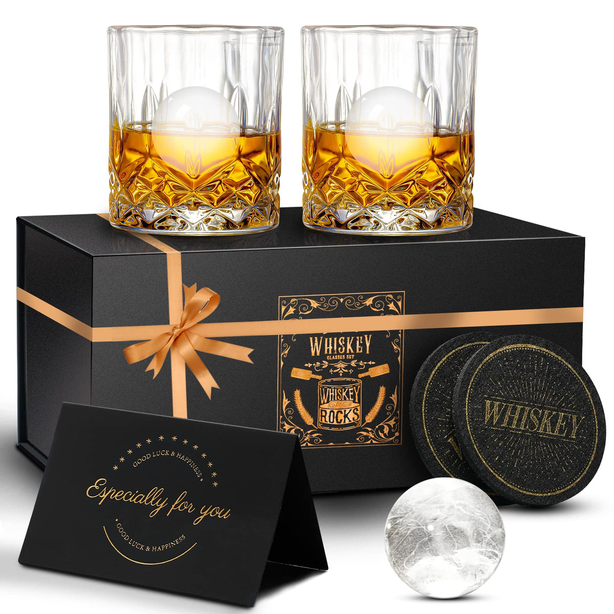 DIOXADOP whiskey glasses 10oz set of 2 for elegant bourbon sips.
