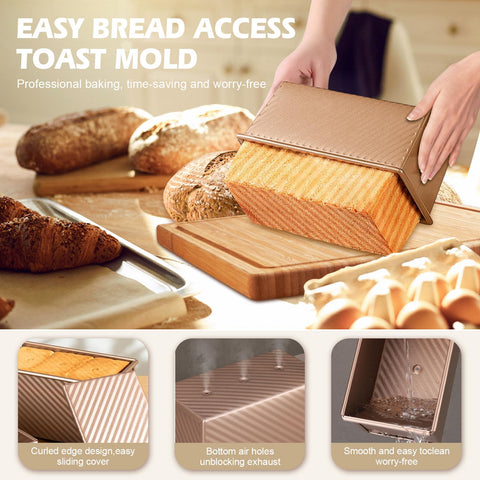 Dipanist Pullman loaf pan releasing bread smoothly for clean slices.