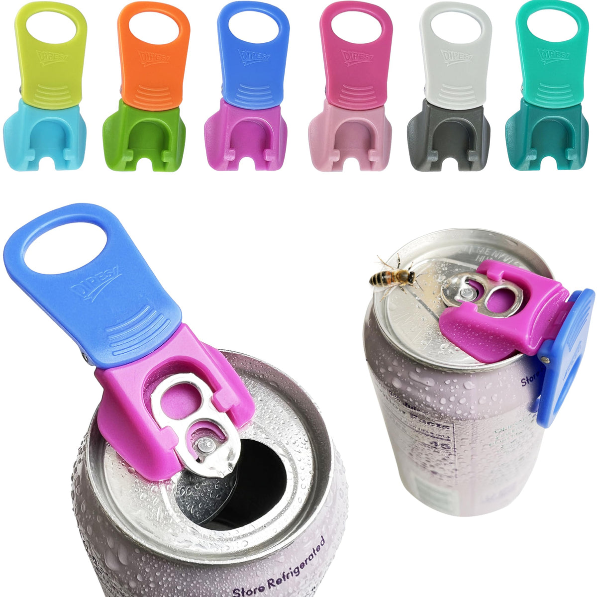DIPESI soda can opener 6-pack in color assortment, easy grip for families.