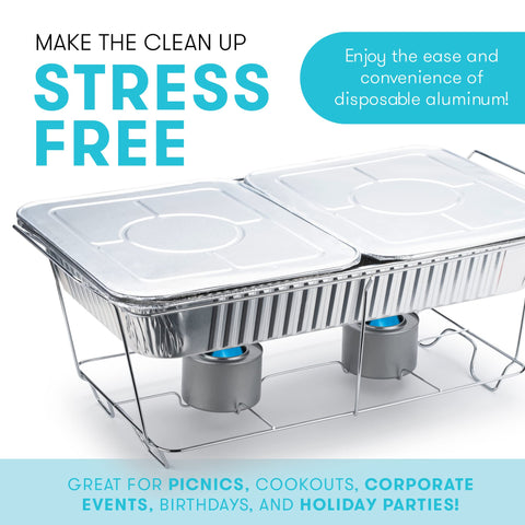 Diplastible easy-clean disposable trays simplify cleanup after events.