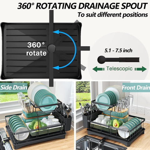 Dish-drying-rack utensil holder keeps cutlery organized and accessible.