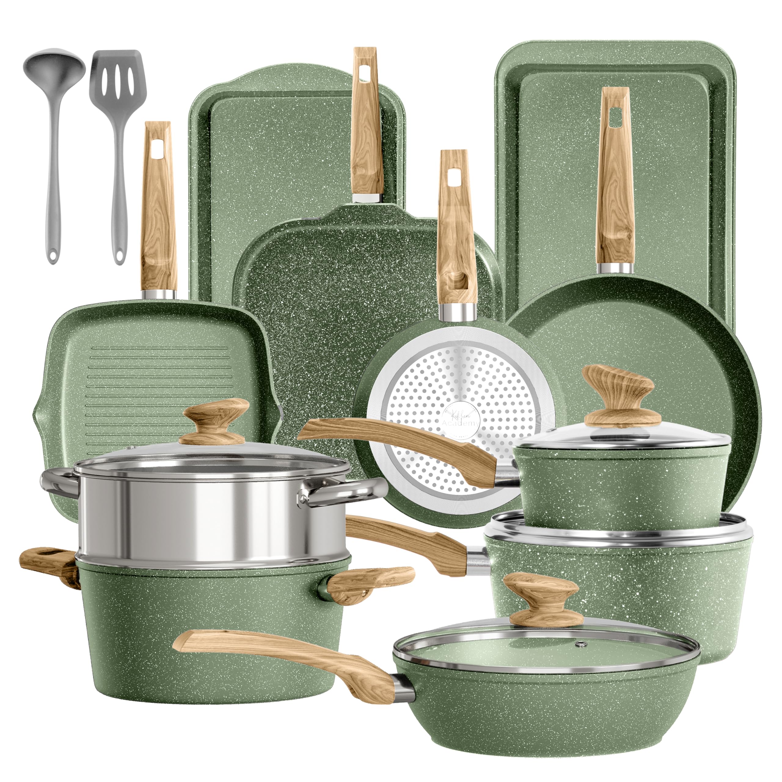 DishDelight 17-piece pots and pans set with versatile nonstick surfaces for everyday meals