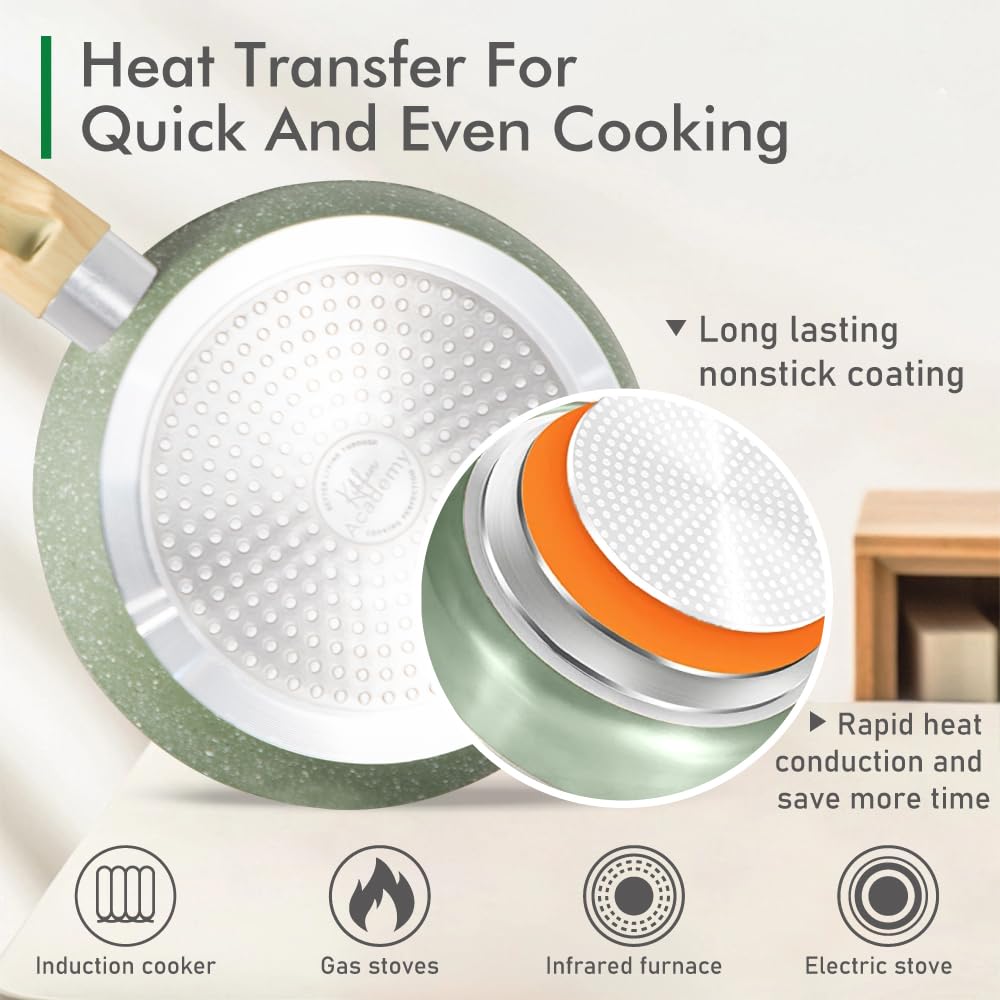 DishDelight anti-scald handles offer a secure grip during cooking.