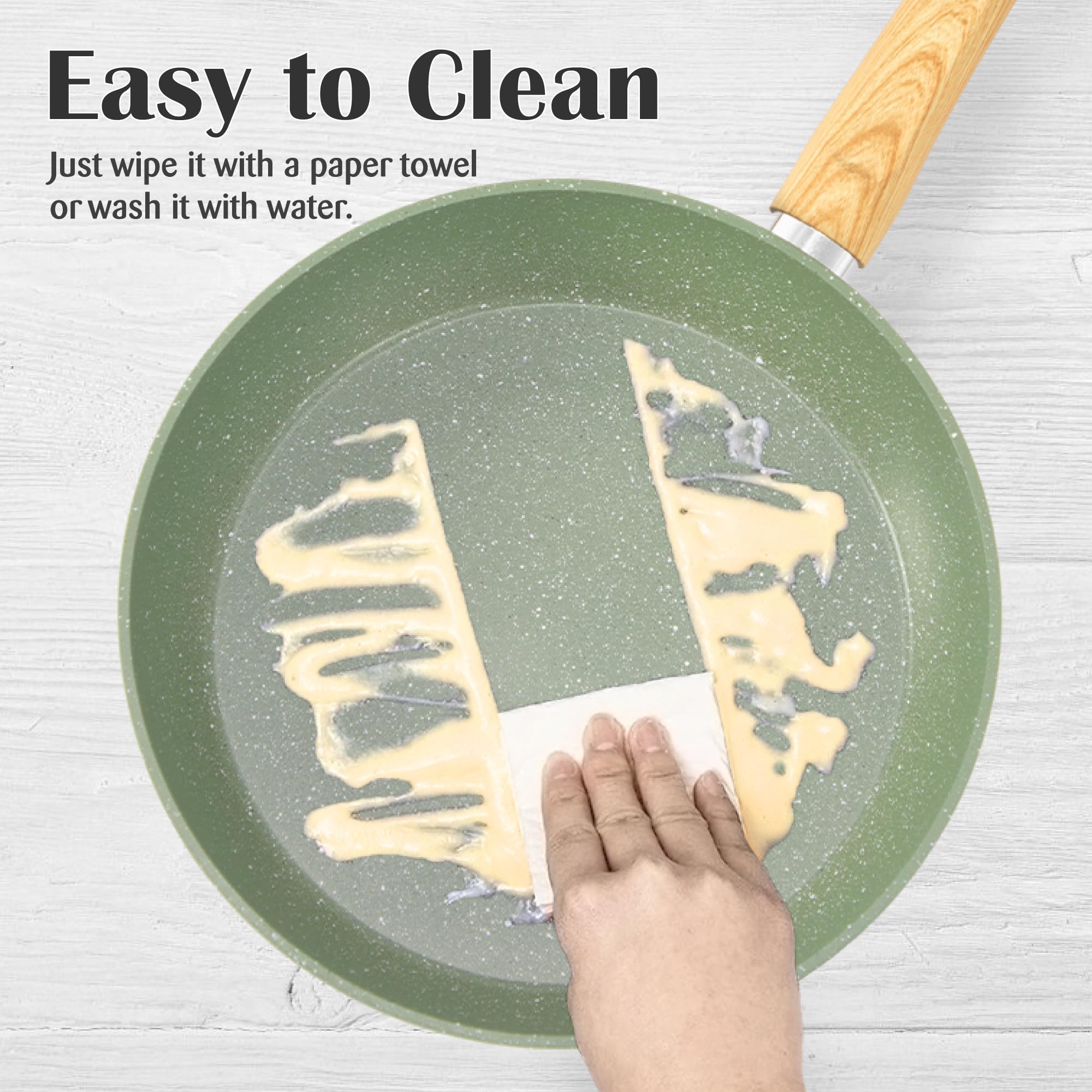DishDelight 9.7-inch deep fry pan with lid ideal for searing and simmering.