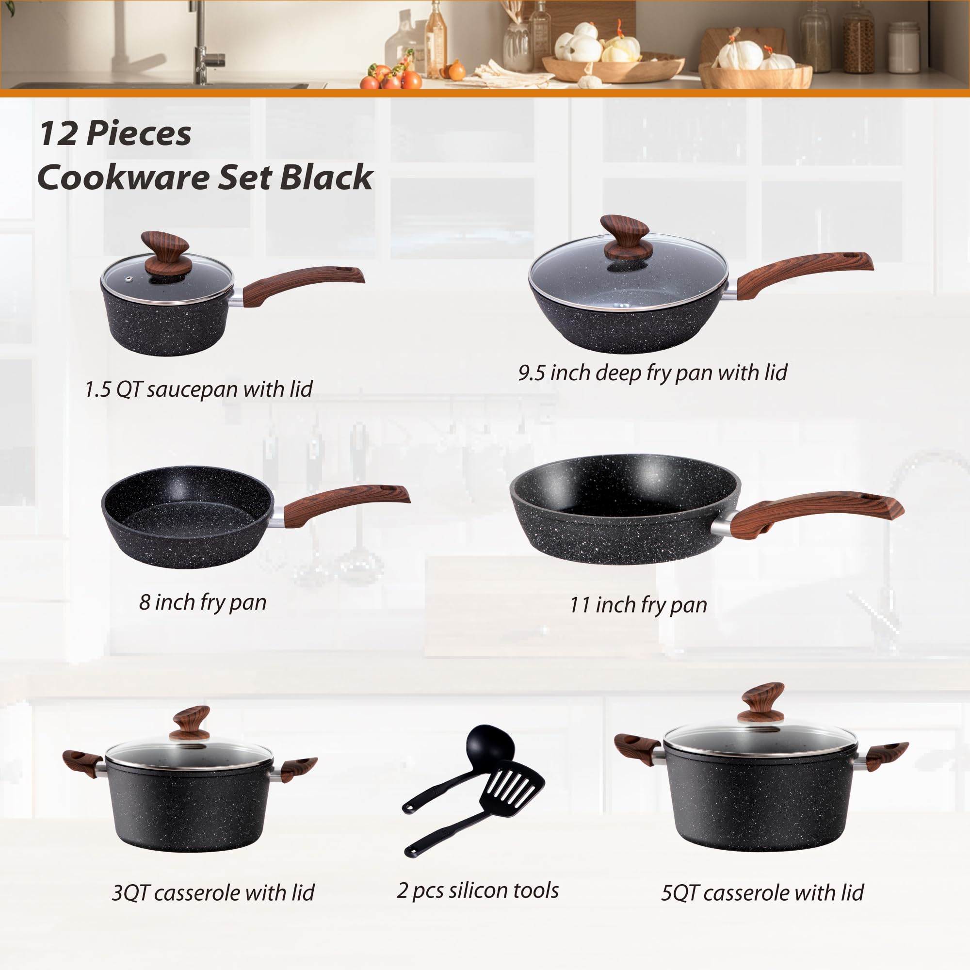 DishDelight silicone utensils pair for nonstick care and easy handling.