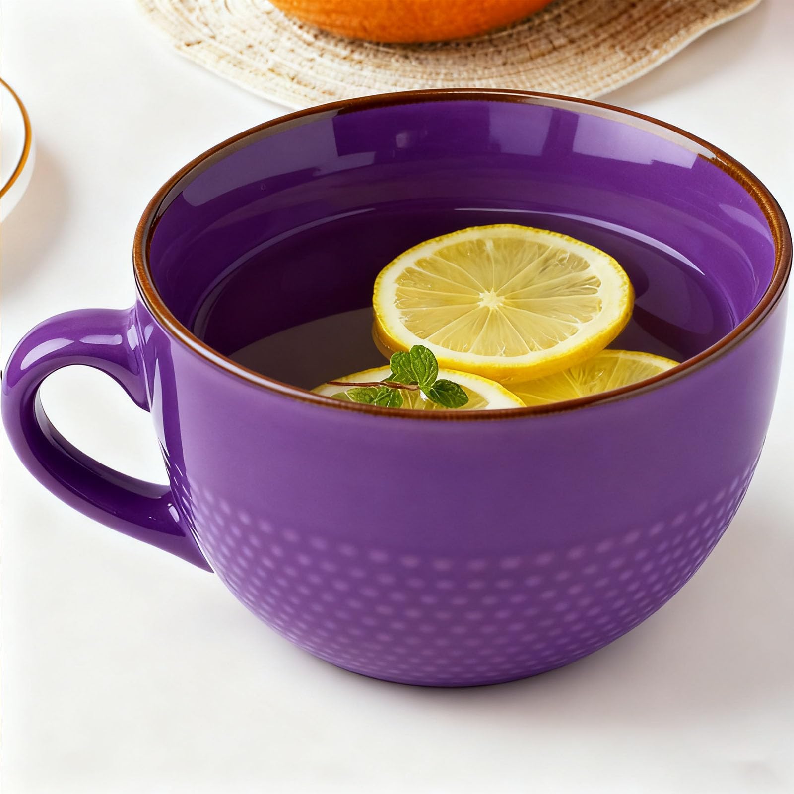 Disoza Violet large coffee cup 24oz with handle for bold morning beverages.