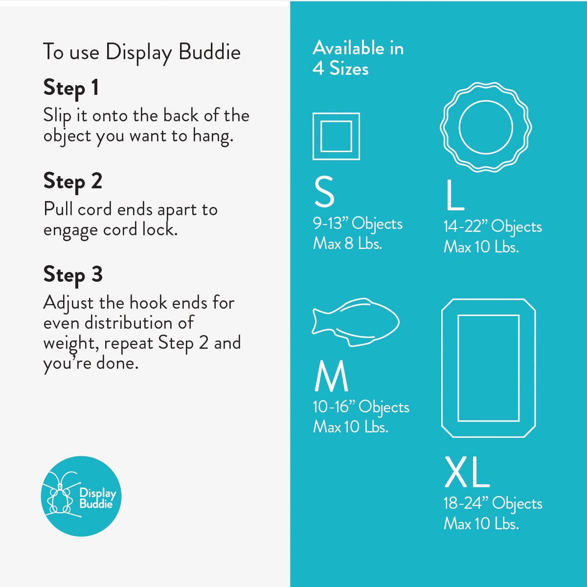 Display Buddie available sizes from Small to XL adapt to different plates