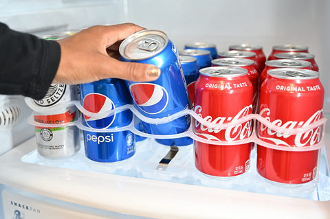 Display Technologies Fridge-Plus easy restock action with front-loading cans