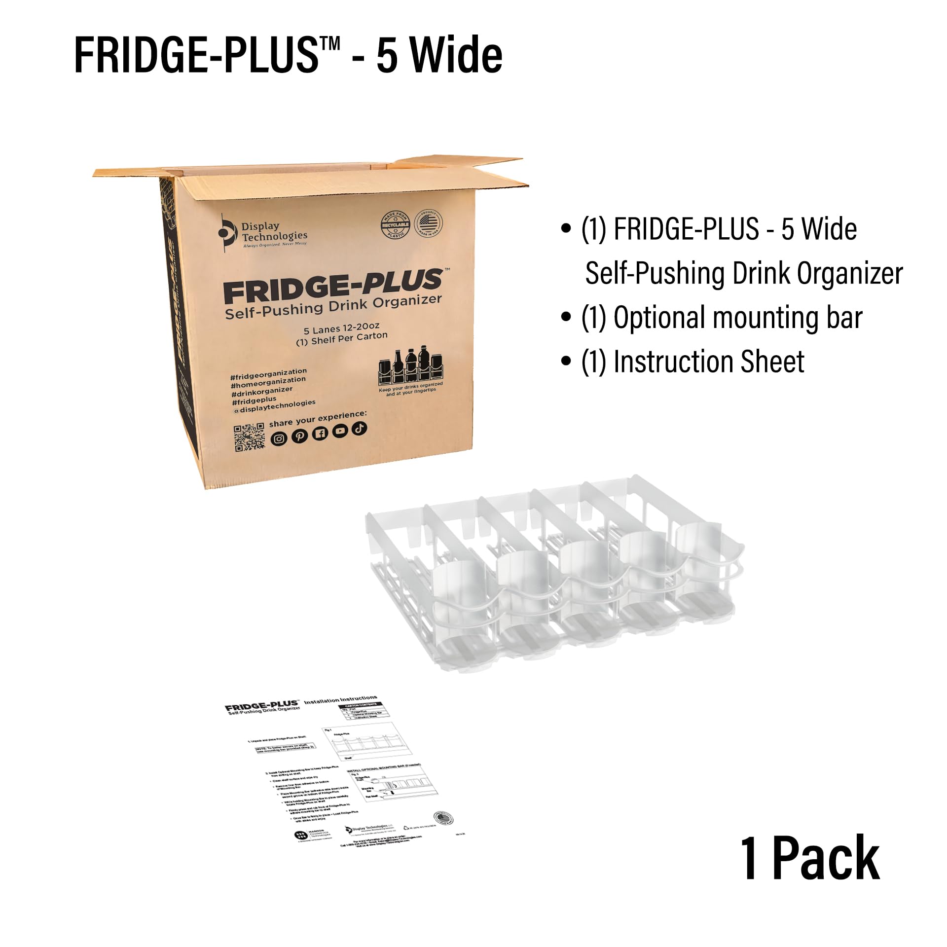 Display Technologies Fridge-Plus versatile storage for cans bottles and yogurt