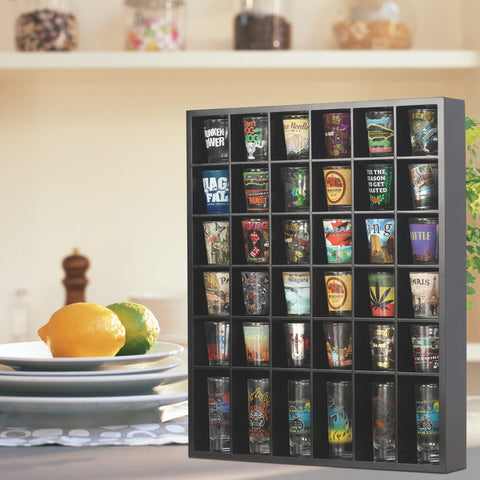 DisplayGifts modern black display complements bars and cabinetry