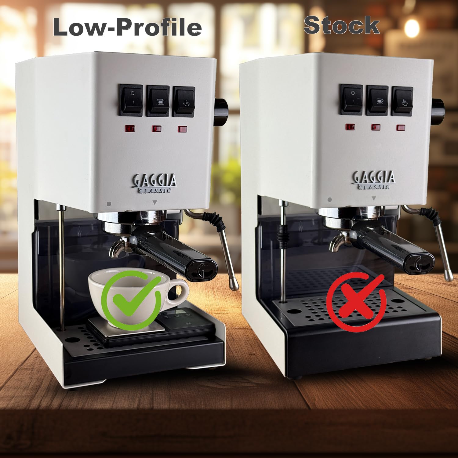 Distro Coffee Labs drip tray replacement with stainless grid demonstrates simple installation