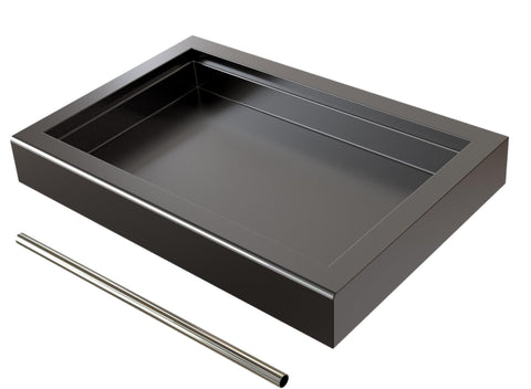 Distro Coffee Labs low-profile drip tray front view shows space-saving design for compact espresso setups