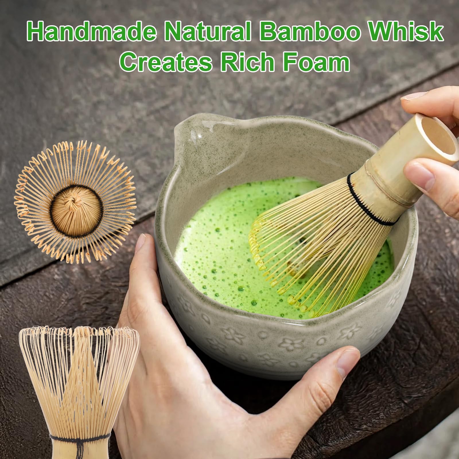 DITHIN ceramic matcha bowl for heat retention during whisking.