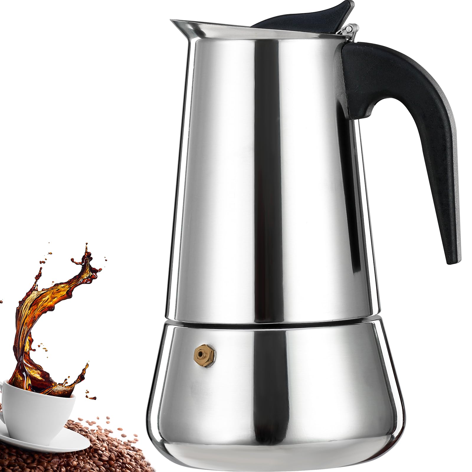 DITOSH 6-cup stovetop espresso maker in stainless steel ready for daily brewing