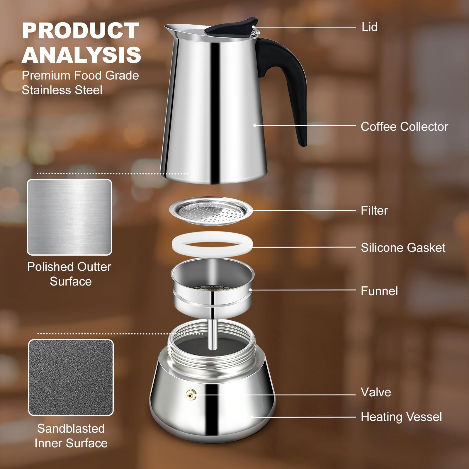 DITOSH moka pot on induction stove demonstrating versatile compatibility