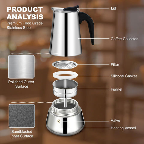 DITOSH moka pot on induction stove demonstrating versatile compatibility