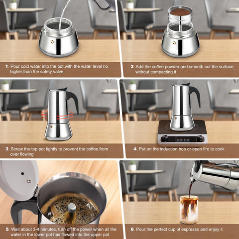 DITOSH moka pot beside a cup on kitchen counter for café-style coffee