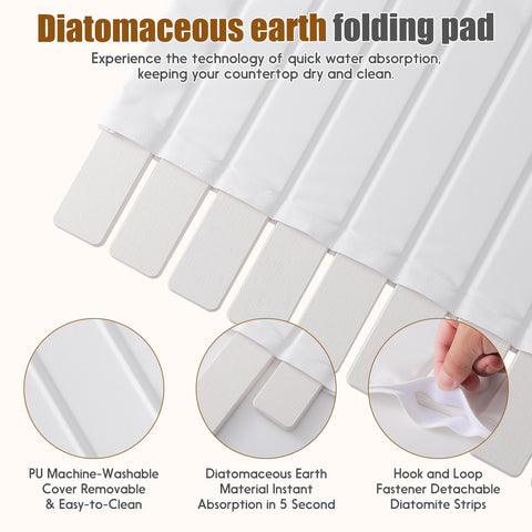 Ditother foldable-design drying mat folds compactly for storage in tight kitchens.