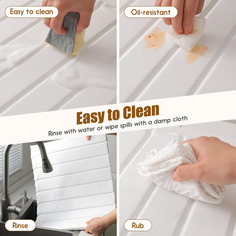 Ditother multi-functional drying mat supports dishes, pots, and even showers.