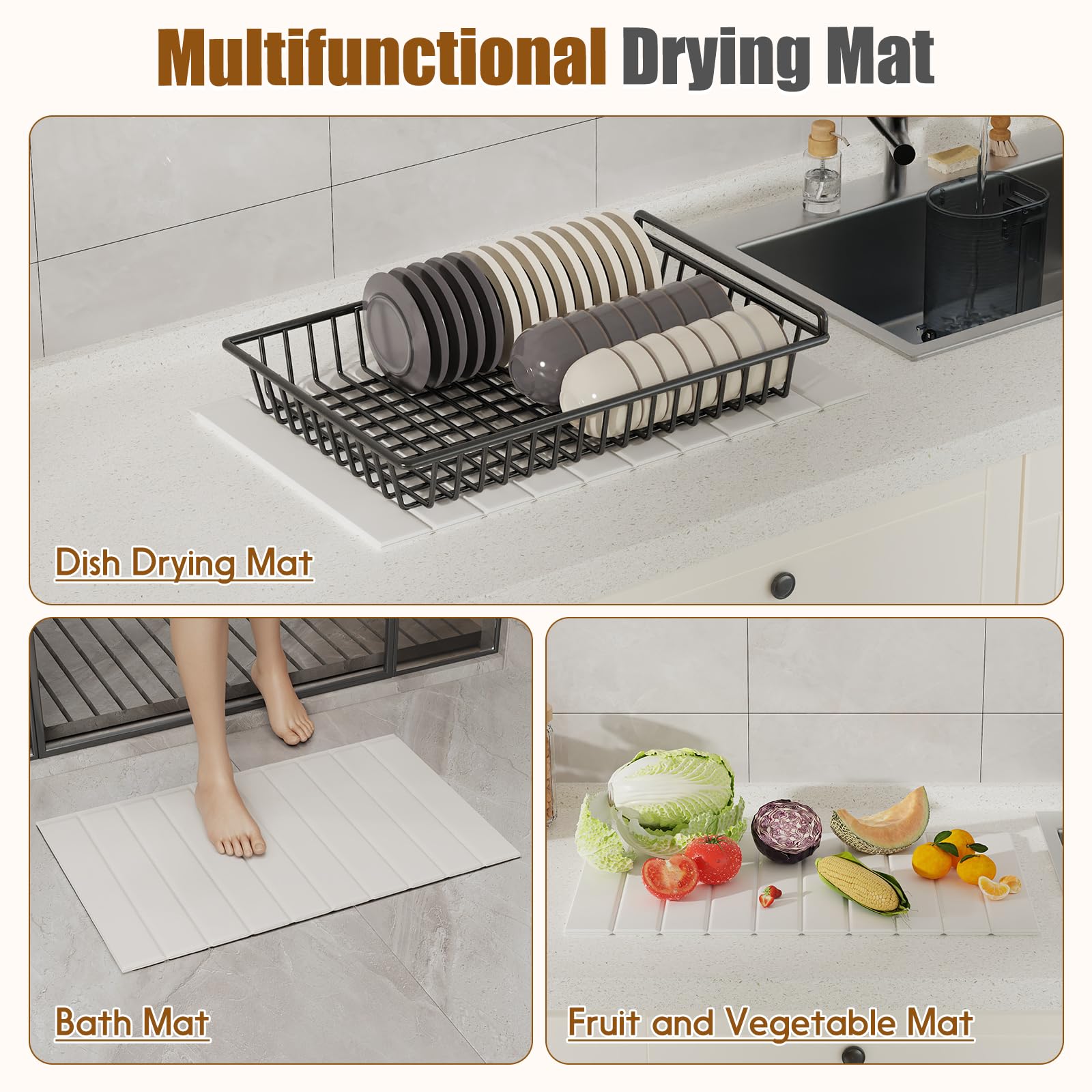 Ditother stone drying mat keeps counters dry while you cook.
