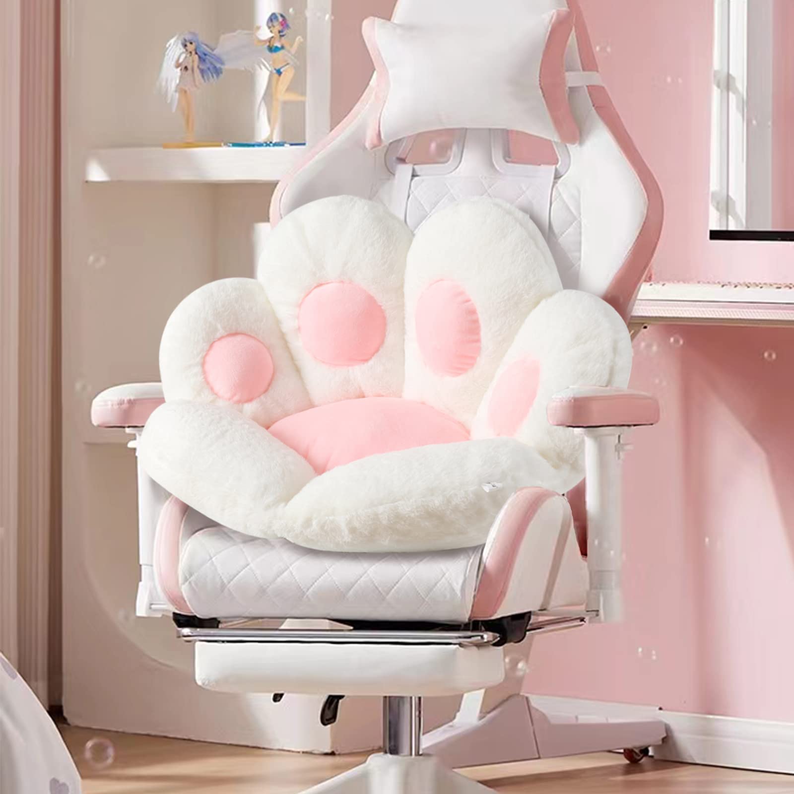 Ditucu cat paw cushion adds decorative charm to a living room.