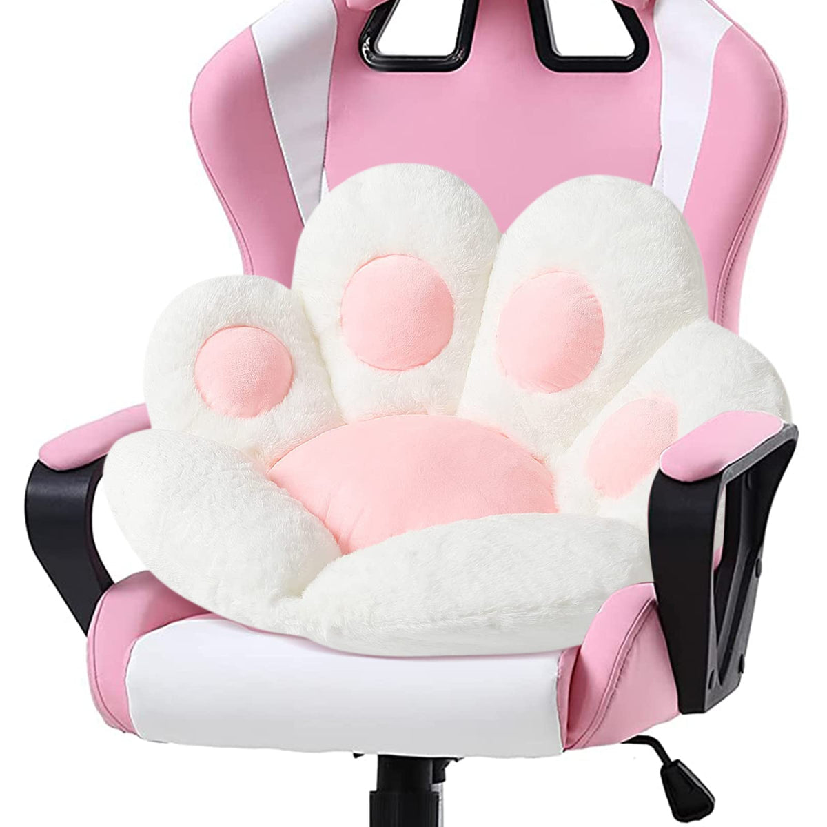 Ditucu cat paw cushion in white plush fabric for cozy chair comfort.