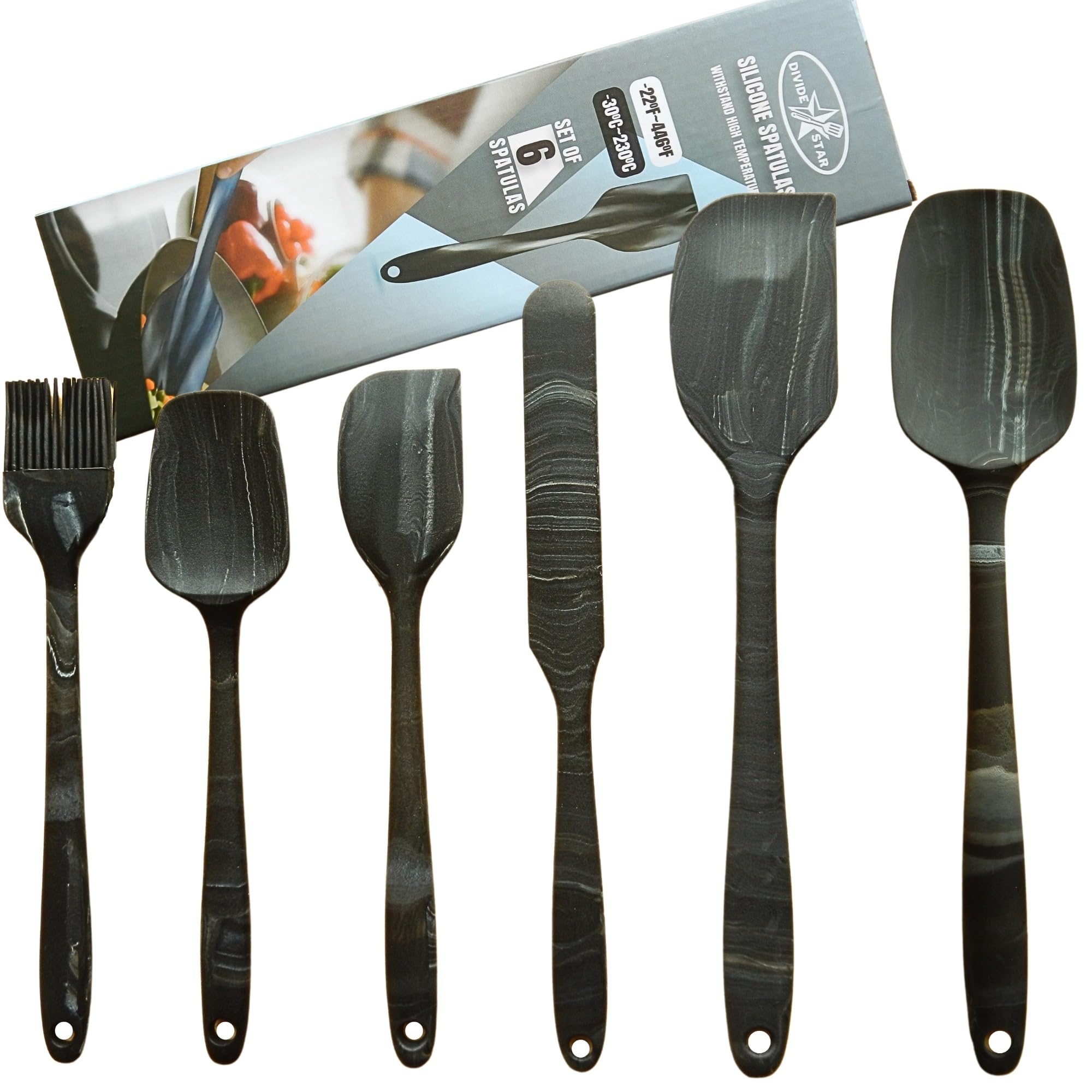 DIVIDE STAR marble-spatula set in black for smooth, non-stick cooking