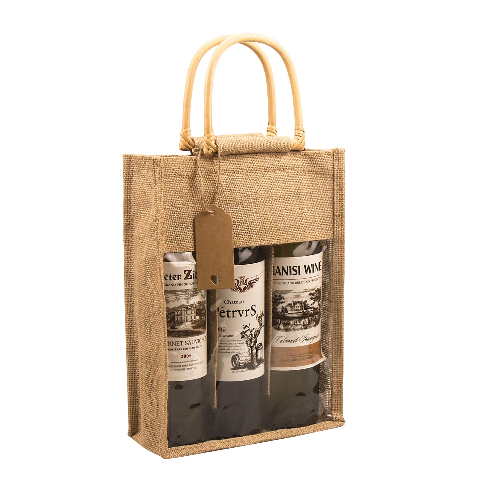 DIWNELEM burlap wine bag with window displays your bottle.