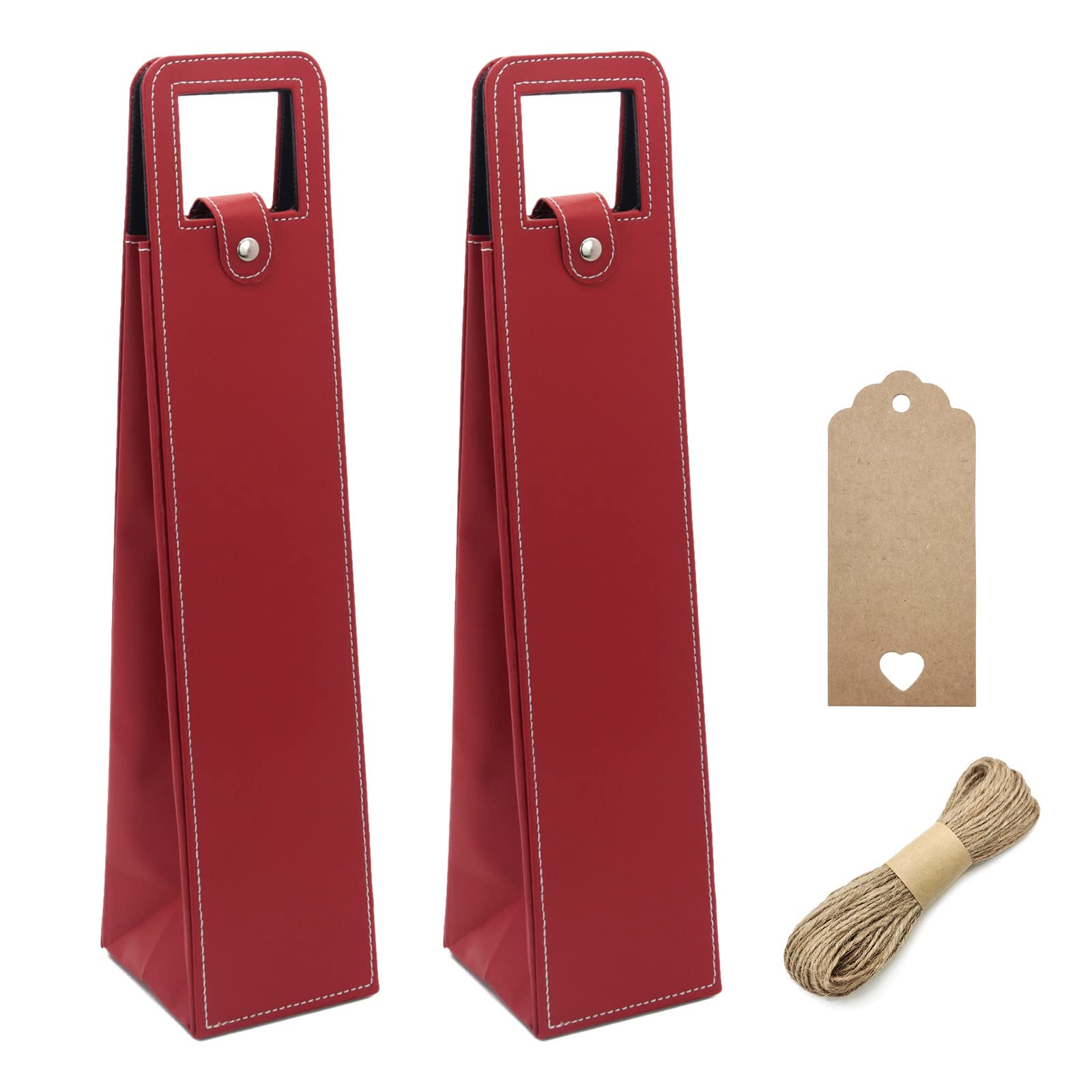DIWNELEM leather wine bag tote 2-pack ready for gifting and travel