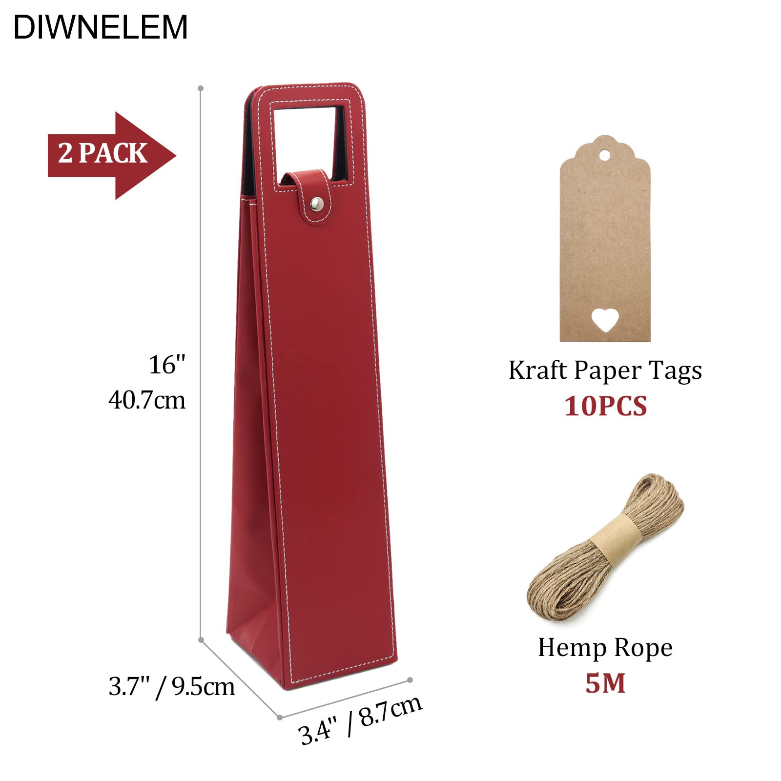 DIWNELEM leather wine tote with handle for easy transport