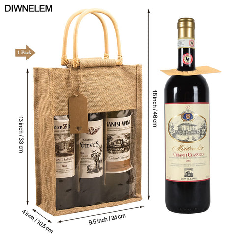 DIWNELEM wooden-handle bag makes carrying wine easy at events.